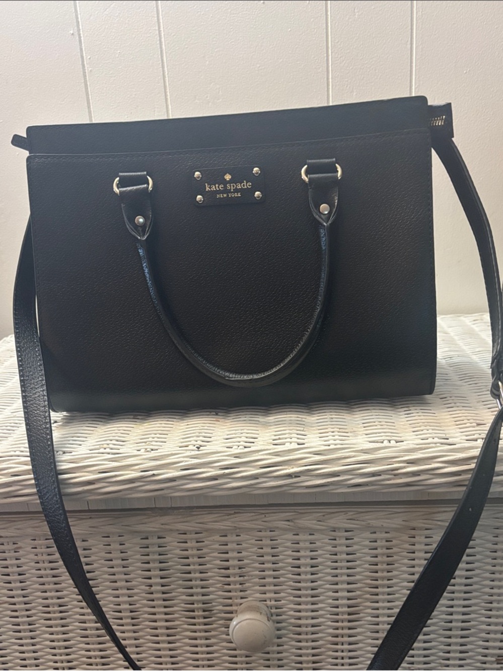 Kate Spade Brand New Black Pebbled Leather Shoulder Satchel